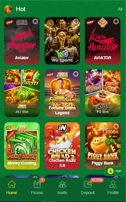 PAK998 Game home screen showing Aviator and JILI slot games