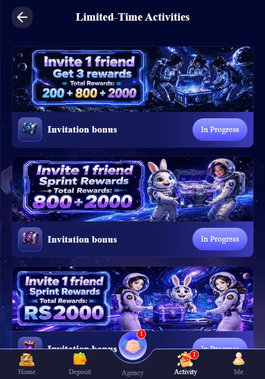 888GJ Game limited time invitation bonus activities