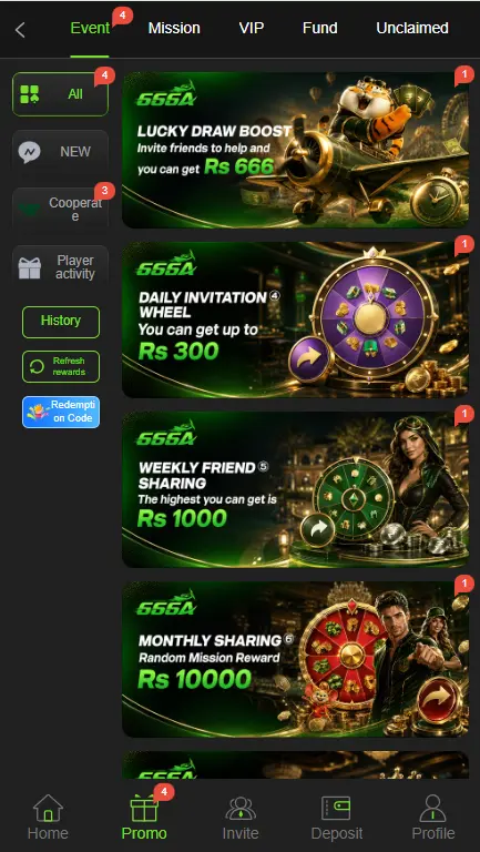 666A Game promo and event page with bonus rewards